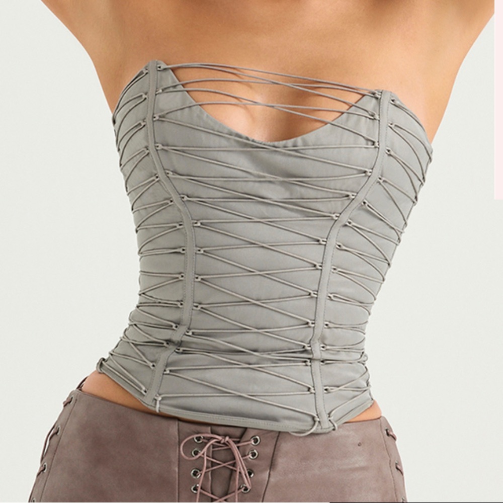 HOUSEOFCB Mirabelle Smoke Lace Up Corset